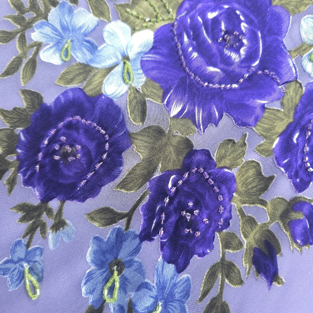 Vintage Deadstock Fairy Y2K Euro Lavender Purple Floral Burnout Silk Slip Dress - Picture 4 of 7